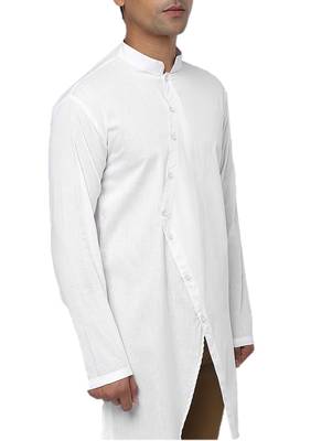 White Plain Cotton Men Kurtas 4