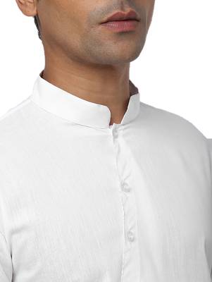 White Plain Cotton Men Kurtas 5