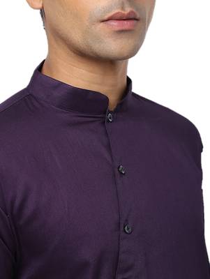 Purple Plain Cotton Men Kurtas 4