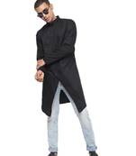 Black Plain Cotton Men Kurtas