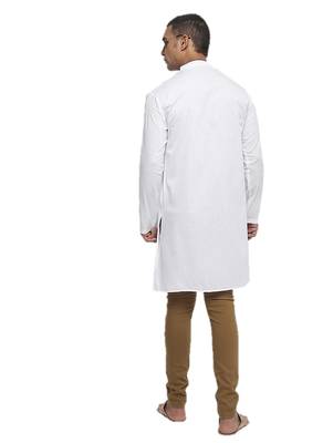 White Plain Cotton Men Kurtas 3