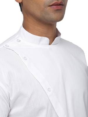 White Plain Cotton Men Kurtas 5