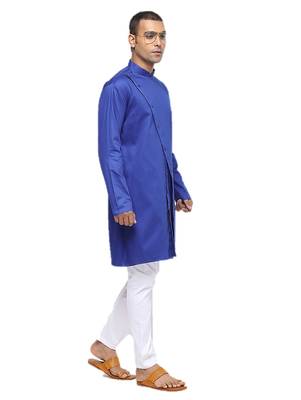 Blue Plain Cotton Men Kurtas 2