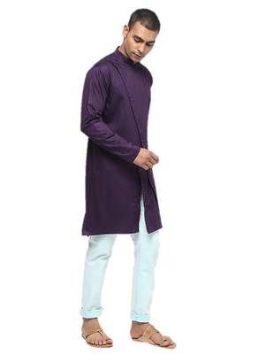 Purple Plain Cotton Men Kurtas 2