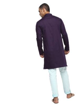 Purple Plain Cotton Men Kurtas 3