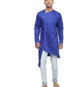 Blue Plain Cotton Men Kurtas