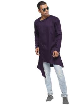 Purple Plain Cotton Men Kurtas