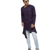 Purple Plain Cotton Men Kurtas
