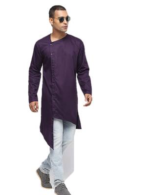 Purple Plain Cotton Men Kurtas 2