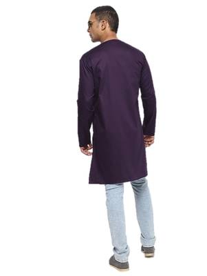 Purple Plain Cotton Men Kurtas 3