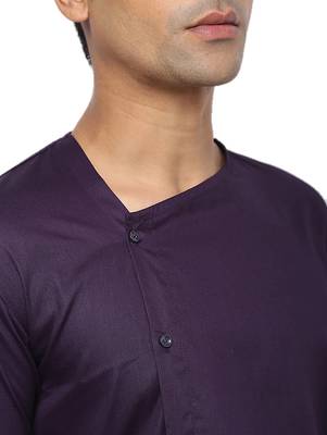 Purple Plain Cotton Men Kurtas 5