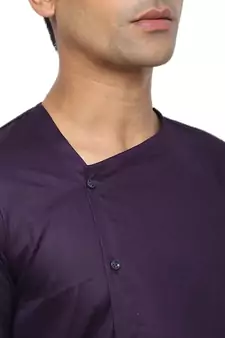Purple Plain Cotton Men Kurtas