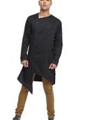 Black Plain Cotton Men Kurtas