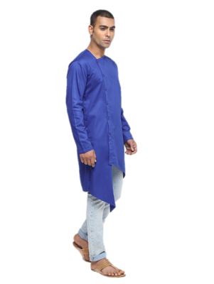 Blue Plain Cotton Men Kurtas 2