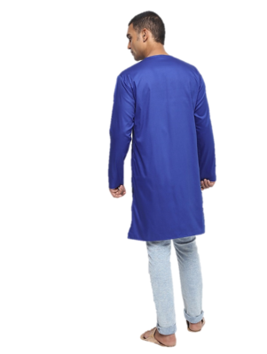 Blue Plain Cotton Men Kurtas 3