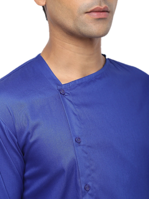 Blue Plain Cotton Men Kurtas 5