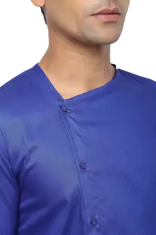 Blue Plain Cotton Men Kurtas