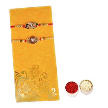 Designer Zircon work Rakhi Combo of 2 Rakhi :: Roli Tika for Brother 1