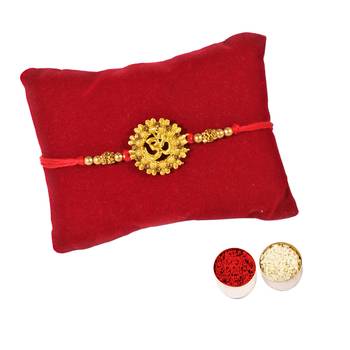 Beautiful Designer Golden OM Rakhi :: Roli Tika for Brother 1