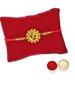 Beautiful Designer Golden OM Rakhi :: Roli Tika for Brother