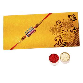 Beautiful Designer Veera Rakhi :: Roli Tika for Brother (Single Rakhi) 3