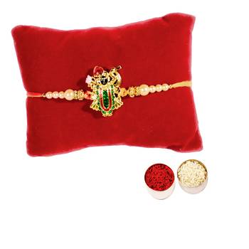 Beautiful Designer Meenakari Work Rakhi of Shri Baanke Bihari ji :: Roli Tika for Brother (Single Rakhi) 1