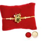 Beautiful Designer Meenakari Work Rakhi of Shri Baanke Bihari ji :: Roli Tika for Brother (Single Rakhi)