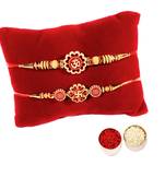Designer Om and Swastik Rakhi Set :: Roli Tika for Brother (2 Rakhi)