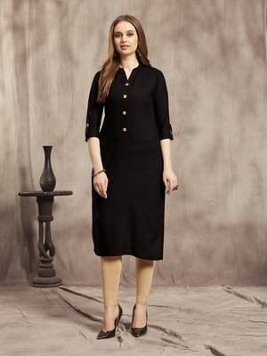 Black plain rayon kurtas-and-kurtis 1