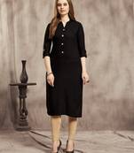 Black plain rayon kurtas-and-kurtis