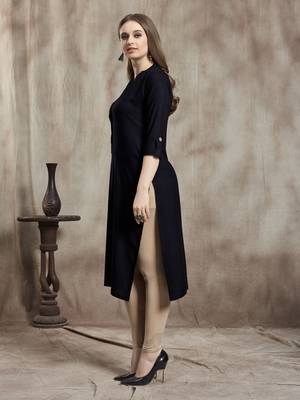 Black plain rayon kurtas-and-kurtis 3