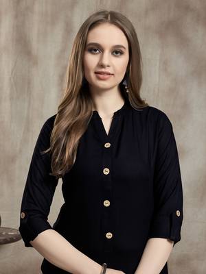 Black plain rayon kurtas-and-kurtis 5