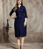 Navy-blue plain rayon kurtas-and-kurtis
