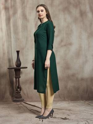 Dark-green plain rayon kurtas-and-kurtis 3