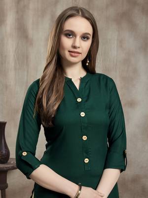 Dark-green plain rayon kurtas-and-kurtis 5