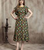 Dark-green printed rayon kurtas-and-kurtis