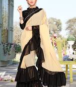 Beige Plain Georgette Saree With Blouse