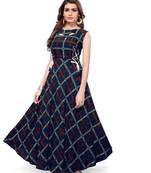 Dark-blue printed rayon kurtas-and-kurtis