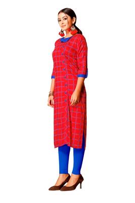 Red printed rayon kurtas-and-kurtis 3