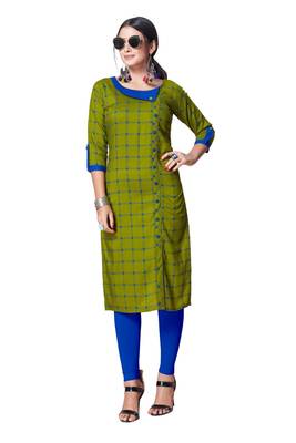 Light-green printed rayon kurtas-and-kurtis 1