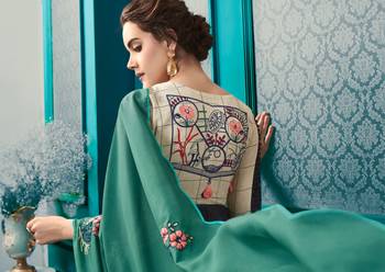 Green Embroidered Faux Georgette Saree With Blouse 2
