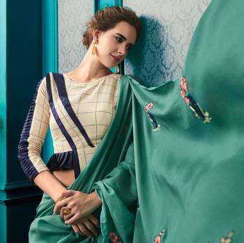 Green Embroidered Faux Georgette Saree With Blouse 3