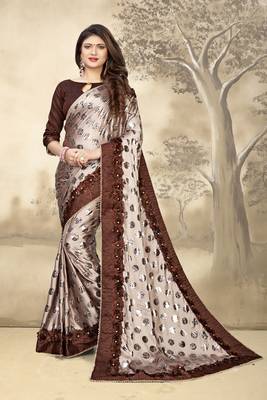 Beige Embroidered Art Silk Saree With Blouse 1