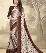 Beige Embroidered Art Silk Saree With Blouse