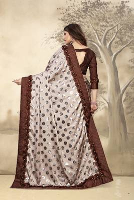 Beige Embroidered Art Silk Saree With Blouse 2