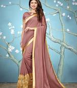 Peach Plain Art Silk Saree With Blouse