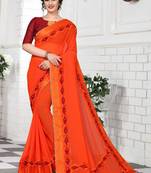 Orange Embroidered Georgette Saree With Blouse