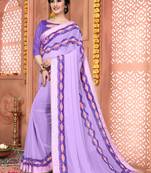 Purple Embroidered Georgette Saree With Blouse