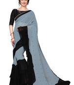 grey plain georgette saree with blouse