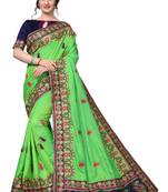 Green Embroidered Art Silk Saree With Blouse